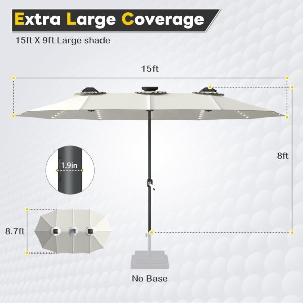 f29d252270f64dbb8d41a52d560b915c 15ft Patio Umbrella with Solar Lights, Large Double Umbrella Outdoor, Rectangle 180”x106” Umbrellas with 156 PCS LED Lights and Crank Handle for Backyard Deck Pool Shade in Black(1.9′′ Pole)