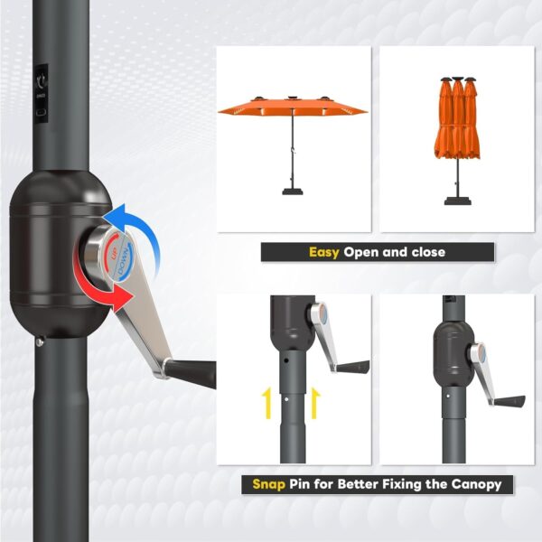 f2d4d9698c4b49e196ef4eb5e70ff671 15ft Patio Umbrella with Solar Lights, Large Double Umbrella Outdoor, Rectangle 180”x106” Umbrellas with 156 PCS LED Lights and Crank Handle for Backyard Deck Pool Shade in Black(1.9′′ Pole)