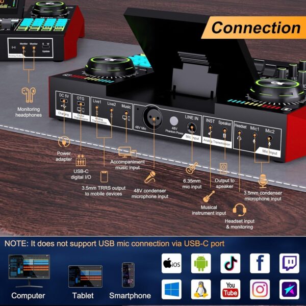 f30aecf2187d4beb88f7d984c78b783b Podcast Equipment Bundle,with 3.5mm Condenser Microphone & Live Sound Card – Audio Mixer for Streaming, PC/Mobile Live Singing, Gaming Content Creators, Soundboard with USB Computer Interface
