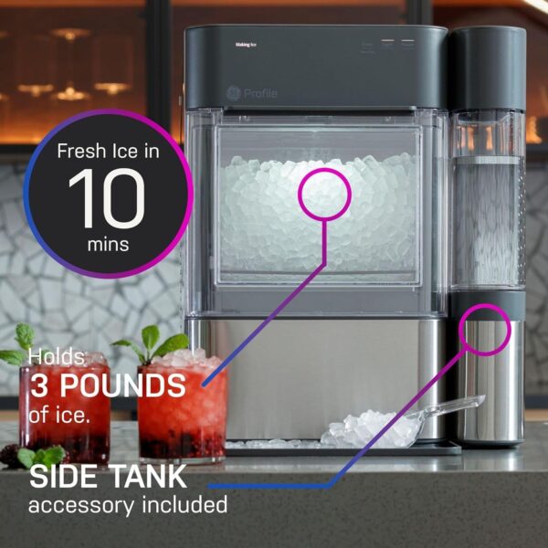 GE Profile Opal 2.0, pellet ice maker with WiFi and smart connectivity, chewable and breakable countertop ice maker, 38 pounds 24 hours