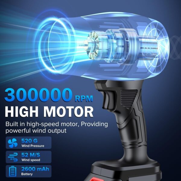 f32313e2a87242fd82caa47c5cfe327c Electric Cordless Leaf Blower, Handheld Electric Leaf Blower, Mini Jet Dry Blower Fan with 2 Packs 2.6Ah Batteries and Charger, Violent Turbo Jet Blower for Lawn, Patio, Outdoors, Car, Home
