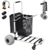 GDLF Foldable Beach Cart with Adjustable Handle and 12′′ Balloon Wheels, Heavy Duty Aluminum 220LBS Capacity