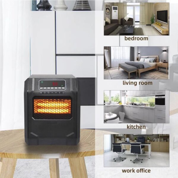 Portable Space Heater, 750W/1500W Small Infrared Heater w/ Remote, LED Display, 3 WorModes, Safe Electric Heater for Home Office Bedroom with Overheat Protection, 11.58′′ x 9.72′′ x 12′′, Q6153