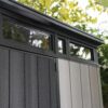 Keter Artisan 11×7 Modern Resin Outdoor Storage Shed Kit-Perfect to Store Patio Furniture, Garden Tools Bike Accessories, Beach Chairs and Lawn Mower, Grey & Black