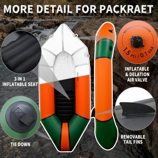 f37b25d7600640738f40699e9a3d544c Lightweight Packrafts, TPU Inflatable Kayak for Flat Water Rafting Camping Trip/Fishing/Water Adventures 1 Person/2 Person Packraft, 330lb/660lb Weight Capacity