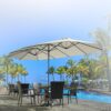15ft Patio Umbrella with Solar Lights, Large Double Umbrella Outdoor, Rectangle 180”x106” Umbrellas with 156 PCS LED Lights and Crank Handle for Backyard Deck Pool Shade in Black(1.9′′ Pole)