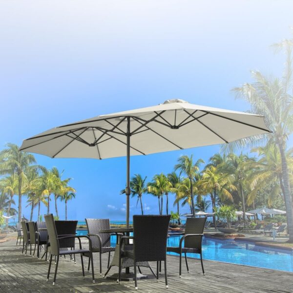f38eb993d7ba46d893da192a9ef202e8 15ft Patio Umbrella with Solar Lights, Large Double Umbrella Outdoor, Rectangle 180”x106” Umbrellas with 156 PCS LED Lights and Crank Handle for Backyard Deck Pool Shade in Black(1.9′′ Pole)