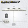 15ft Patio Umbrella with Solar Lights, Large Double Umbrella Outdoor, Rectangle 180”x106” Umbrellas with 156 PCS LED Lights and Crank Handle for Backyard Deck Pool Shade in Black(1.9′′ Pole)