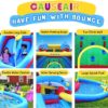 Inflatable Bounce House with Double Slide,Dolphin Styling,Splashing Pool,Double Water Cannon,Climbing Wall,Heavy Duty GFCI Blower,Inflatable Water Park Slide for Kids Backyard Summer