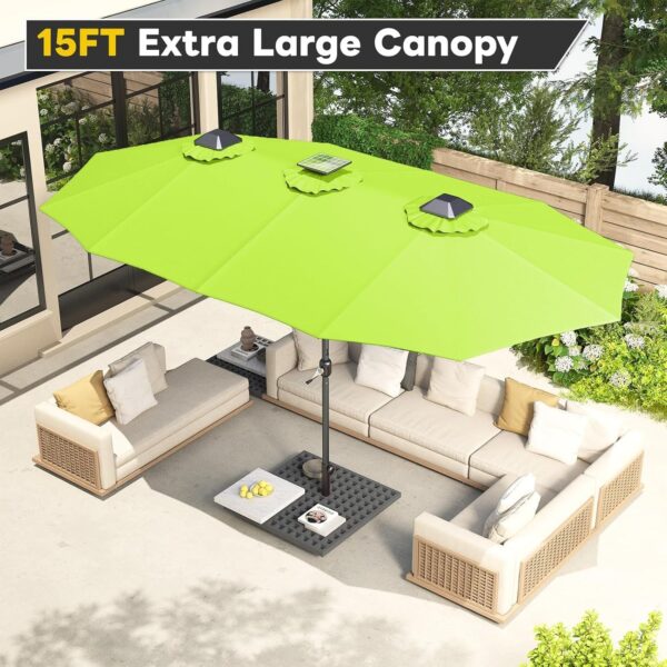 f3f9aa4b04174aed96ed7392392dddbc 15ft Patio Umbrella with Solar Lights, Large Double Umbrella Outdoor, Rectangle 180”x106” Umbrellas with 156 PCS LED Lights and Crank Handle for Backyard Deck Pool Shade in Black(1.9′′ Pole)