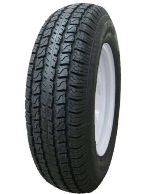 Hi-Run ASB1006 8 Spoke White 65 PSI ST225/75D15 and 15 in. x 6.0 in. 6-5.5HD 8-Ply Tire and Wheel Assembly
