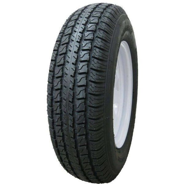 Hi-Run ASB1006 8 Spoke White 65 PSI ST225/75D15 and 15 in. x 6.0 in. 6-5.5HD 8-Ply Tire and Wheel Assembly