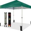 CROWN SHADES 10×10 Pop Up Canopy – Beach Tent with One Push Setup – Easy Outdoor Sun Shade for Events, Parties, Camping – Gazebo with STO-N-Go Cover Bag, Silver Coated Top, White