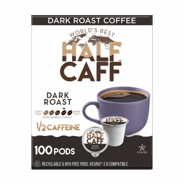 f4430f3dcdab40b3bbabd43f75a39d1b World s Best Half Caff Dark Roast Coffee 100ct. Solar Energy Produced Recyclable Single Serve Dark Roast Coffee Pods