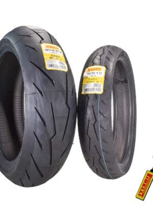 Pirelli Diablo Rosso IV Motorcycle Tires Set – Front 110/70ZR17 & Rear 190/55ZR17 with Bonus Keychain