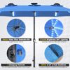 15ft Patio Umbrella with Solar Lights, Large Double Umbrella Outdoor, Rectangle 180”x106” Umbrellas with 156 PCS LED Lights and Crank Handle for Backyard Deck Pool Shade in Black(1.9′′ Pole)