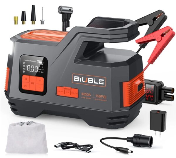 f4ed8101de99459da3b7859e0d30c865 Car Jump Starter with Air Compressor, 4500A Peak 26800mAh 12V Auto with 150PSI Tire Inflator(up to All Gas or 10.0L Diesel Engine)