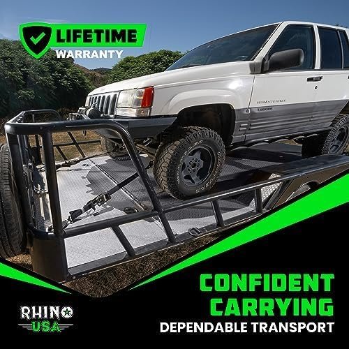 f550b8c676bd440cbdb9eb75f179fdff Car Tie Down Straps for Trailers with J Hooks (4-Pack) – 2 Inch x 8 Feet (10,000lb Break Strength) – Heavy Duty T-Handle Car Hauler Tire Straps for Trailer & UTV with Axle Straps – Black