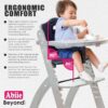 Abiie Beyond Junior Wooden High Chair with Tray. The Perfect Adjustable Baby Highchair Solution Natural Wood/Black Cushion