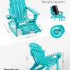 Folding Adirondack Rocking Chair,4-in-1 Multifunctional Patio Chair with Retractable Ottoman, Outdoor Chair Wood Texture, Lawn Chair for Porch, Backyard, Pool(Grey)