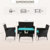 Patio Furniture Set 4 Pieces Outdoor Rattan Chair Wicker Sofa Garden Conversation Bistro Sets for Yard (Brown)