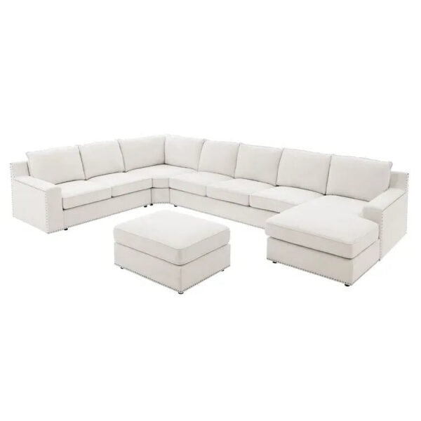 166′′ Wide Microfiber/Microsuede Left Hand Facing Modular Corner Sectional with Ottoman