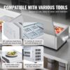 Refrigerated Condiment Prep Station, 135 W Countertop Refrigerated Condiment Station, with 2 1/3 Pans & 4 1/6 Pans, 304 Stainless Body and PC Lid, Sandwich Prep Table with Stainless Guard, ETL
