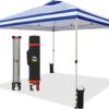 CROWN SHADES 10×10 Pop Up Canopy – Beach Tent with One Push Setup – Easy Outdoor Sun Shade for Events, Parties, Camping – Gazebo with STO-N-Go Cover Bag, Silver Coated Top, White