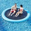 Round Inflatable Floating Dock, Sunchill Float Ring, Hammock Tanning Pool with 4in Woven Fabric, Manual Pump for 1-2 Min Quick Inflate/Deflate, Fits 2-8, Ideal for Lakes, Pools, Oceans