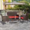 Patio Furniture Set 4 Pieces Outdoor Rattan Chair Wicker Sofa Garden Conversation Bistro Sets for Yard (Brown)