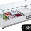 Refrigerated Condiment Prep Station, 135 W Countertop Refrigerated Condiment Station, with 2 1/3 Pans & 4 1/6 Pans, 304 Stainless Body and PC Lid, Sandwich Prep Table with Stainless Guard, ETL