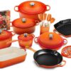 20-piece Signature Cast Iron Cookware Set,10.25 Skillet,1.75-quart Saucepan with Lid