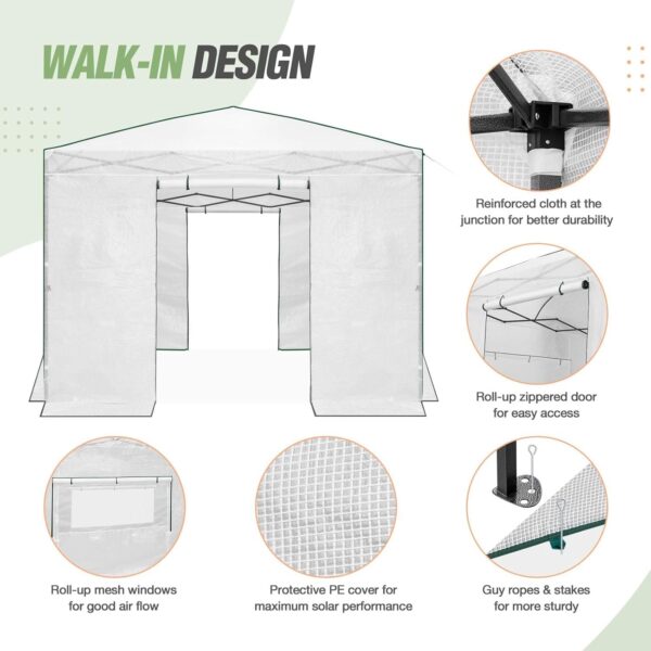 f6a5ab827ca6426ba88ed95e2f8cce99 EAGLE PEAK 6×4 Portable Walk-in Greenhouse, Pop-up Indoor Outdoor Garden Green House, Zippered Door and Windows, PE Cover, White