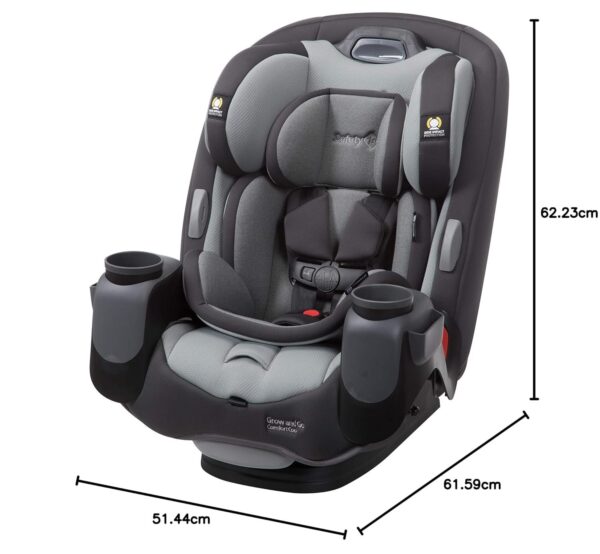 Grow and Go All-in-One Slim Convertible Car Seat, Rear Facing, 5-40 lbs, Forward Facing (30–65 lbs), High Back Booster Seat 40-100 pounds, Aqua Pop