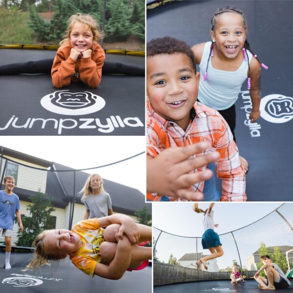 JUMPZYLLA Trampoline 8FT 10FT 12FT 14FT 15FT 16FT Trampoline with Enclosure – Recreational Trampolines with Ladder and AntiRust Coating, ASTM Approval Outdoor Trampoline for Kids