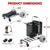 GDLF Foldable Beach Cart with Adjustable Handle and 12′′ Balloon Wheels, Heavy Duty Aluminum 220LBS Capacity
