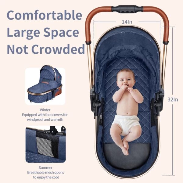 f7d9bdab373245abb83afc48e44593ac B.Childhood High Landscape Baby Stroller Folding Reversible Seat,Unisex,Blue