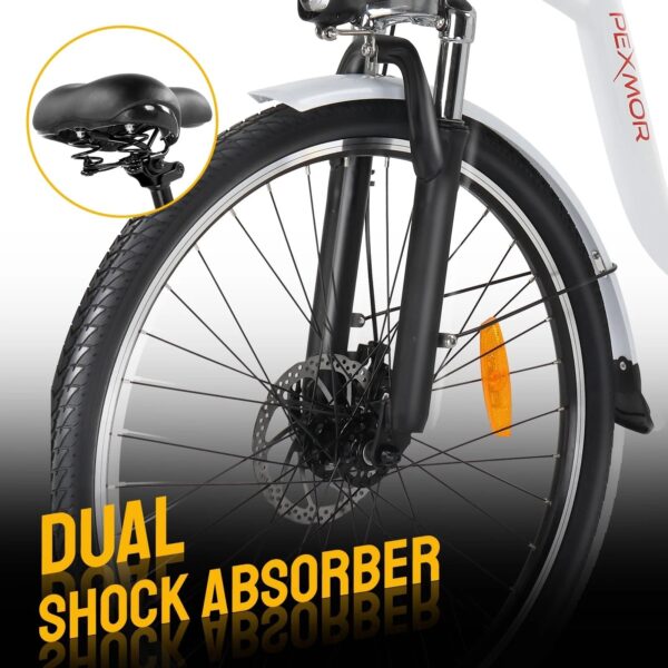 f7df850728ca4bb6bf02dd828917d98f 350W Electric Commuter Bike for Adults, 26′′ Cruiser Ebike with 36V 12.5AH Removable Battery, Shimano 6-Speed, Dual Shock Absorber, Basket