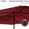 15ft Patio Umbrella Double-Sided Outdoor Market Extra Large Umbrella with Crank, Umbrella Base Included (Dark Red)