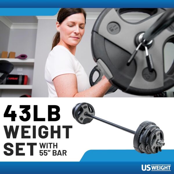 f870ddf9288943a1b9df1bf493587fd6 US Weight Barbell Weight Set for Home Gym with 55” padded Bar – Adjustable Weights for Exercise, Lifting, and to Build Muscle