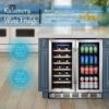 24 inch Wine Cooler, 46 Bottle – Dual Zone Built-in or Freestanding Fridge with Stainless Steel Reversible Glass Door, for Home, Kitchen, or Office.