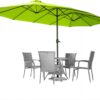 15ft Patio Umbrella with Solar Lights, Large Double Umbrella Outdoor, Rectangle 180”x106” Umbrellas with 156 PCS LED Lights and Crank Handle for Backyard Deck Pool Shade in Black(1.9′′ Pole)