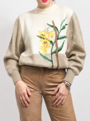 Puff sleeve wool jumper