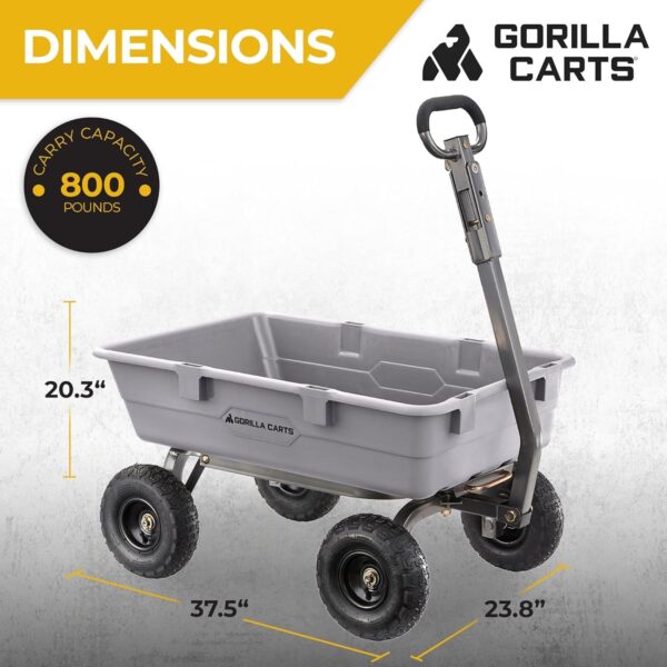 f9c4ac6ab00644478f424c343be50338 Heavy Duty Poly Utility Dump Wagon Garden Cart w/Pneumatic Tires, 6 Cu Ft – 1200 lb Capacity Outdoor Wheelbarrow for Yard, Landscaping & Gardening, Lawn Tractor or ATV Towable-Gorilla Carts