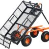 Garden Dump Cart, Heavy Duty Garden Wagon Yard Dump Wagon with Removable Sides, Convert to Flatbed, Utility Liner, 10in All Terrain Wheels