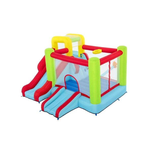 fa4a552d65a643ba9b1dc23b26489a61 Up, In and Over Wonder Hoops 10′ Inflatable Bounce House Park with Basketball and Slide. 126