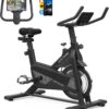Exercise Bike, Stationary Bike Indoor Cycling Bike for Home Cardio Gym 300lbs Weight Capacity, Workout Bike with Heavy Flywheel, Seat Cushion, LCD Monitor, Optoelectronic Heart Rate,Silent Belt Drive