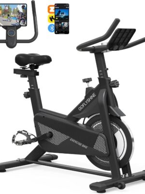 Exercise Bike, Stationary Bike Indoor Cycling Bike for Home Cardio Gym 300lbs Weight Capacity, Workout Bike with Heavy Flywheel, Seat Cushion, LCD Monitor, Optoelectronic Heart Rate,Silent Belt Drive
