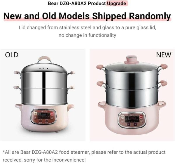 Bear Electric Food Steamer,Stainless Steel Digital Steamer, 3 tier 8L Large Capacity Vegetable Steamer