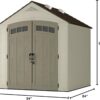 Suncast Vista 7×7 Storage Shed with Multi-Wall Resin Panels, 4 Skylights, IllumiVent System, and Pad-Lockable Doors, 84′′ D x 84′′ W x 98′′ H, Made in The USA